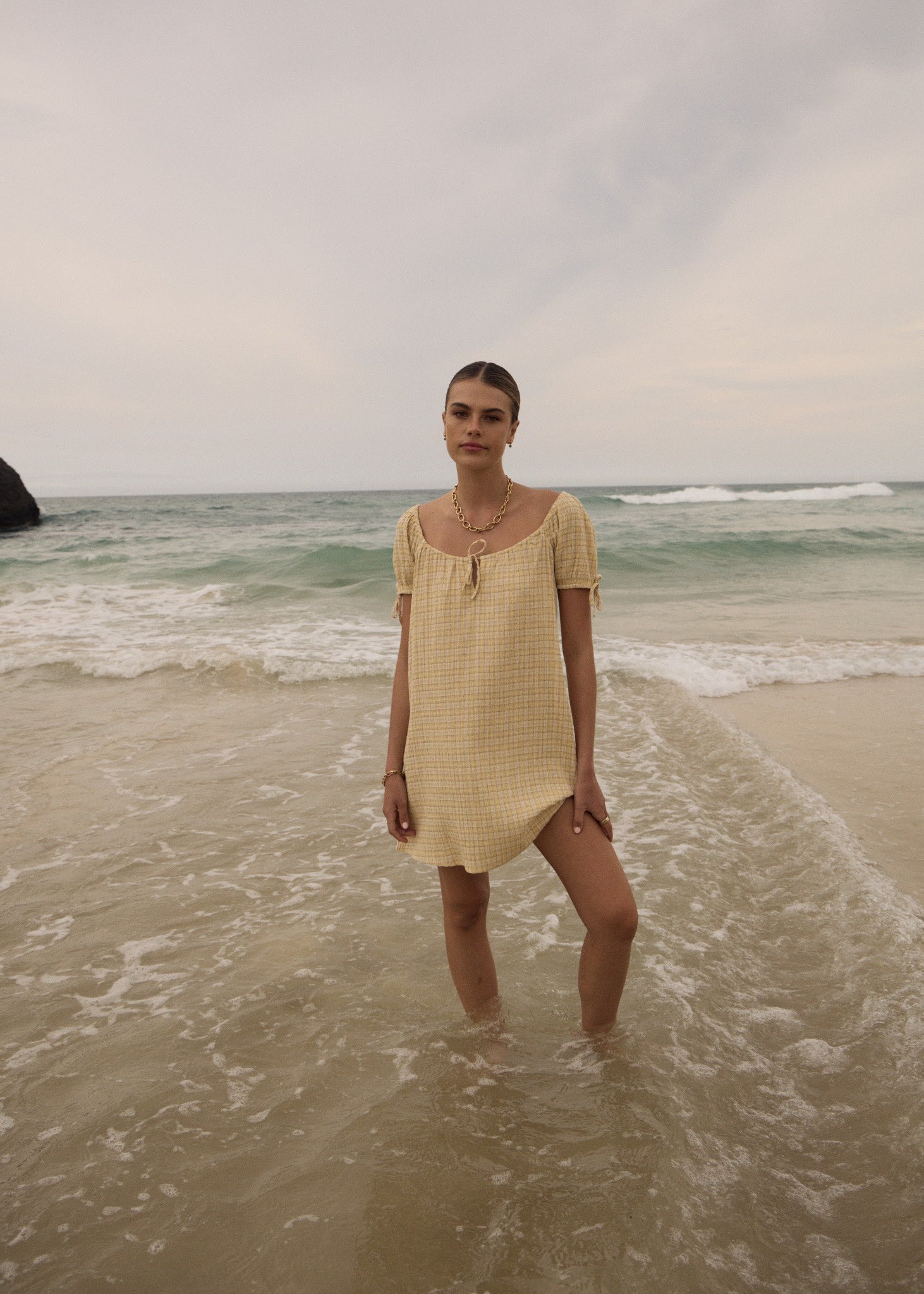Afends Sunday Seersucker Mini Dress- Lemon Check Was $125 Now Edna Afends Sunday Seersucker Mini Dress- Lemon Check Was $125 Now Edna